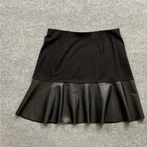CAbi Black A-Line Skirt with Leather-Style Trim